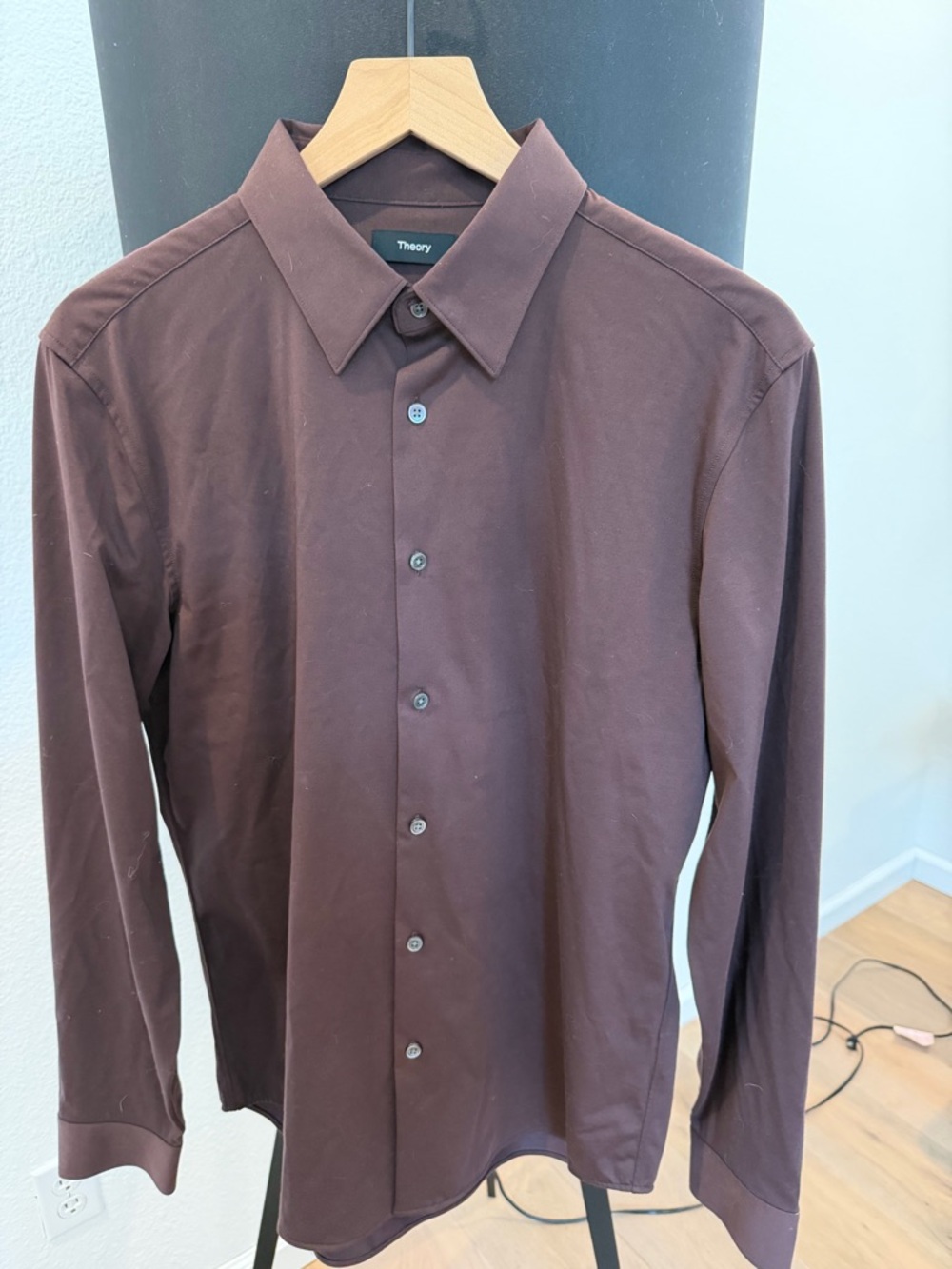 Theory Men's Dark Brown Long-Sleeve Button-Down Shirt